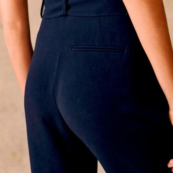 Sezane Austin Drapey Paperbag High Waisted Trousers Sz -2 Preppy Work Academia - Picture 6 of 16